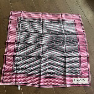 Lanvin Paris Pink & Black Silk Scarf